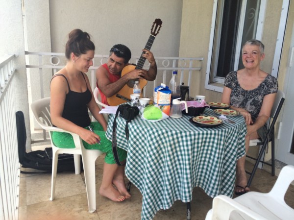 The first morning at the BnB we awoke to beautiful guitar music. Two of the guests were writing a song on the balcony while having breakfast. We joined them!